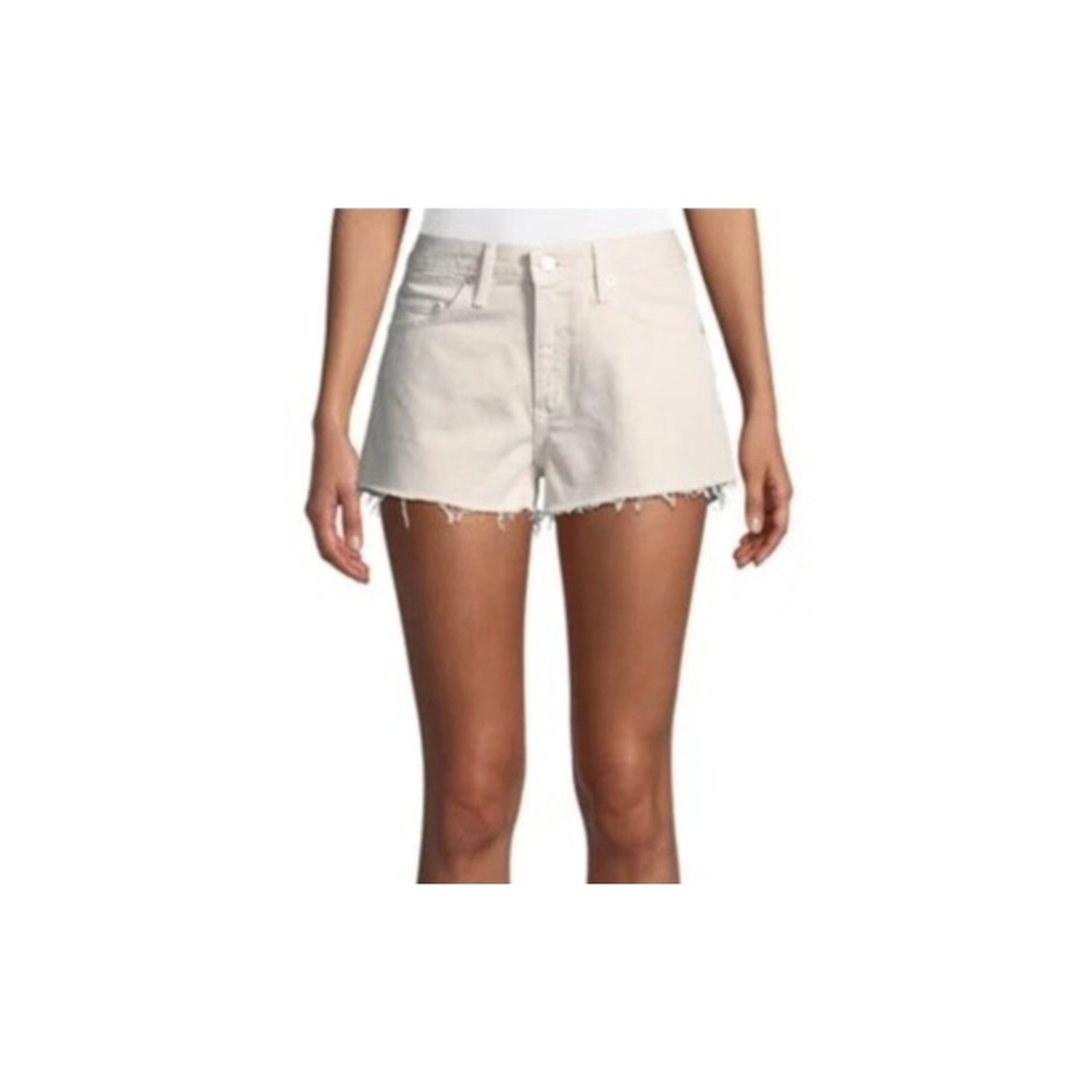 Lovers+Friends Womens Jack High Rise Cut Off Shorts Sz 27 Cream Raw Hem Boho